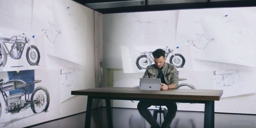 British-Albanian motorcycle designers appear on a Microsoft Surface Pro ad (Video)