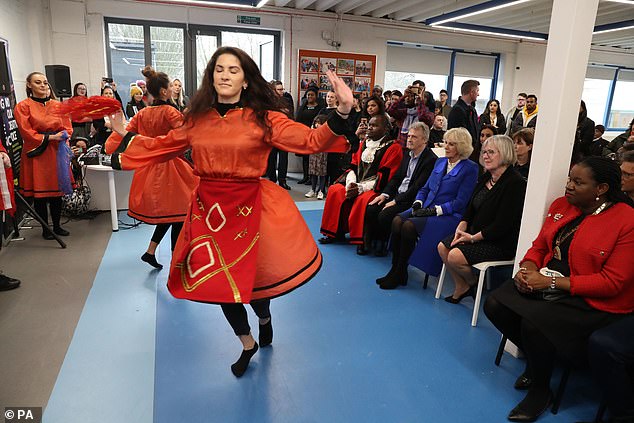 Duchess of Cornwall was treated to a performance by an Albanian dance routine as part of the Shpresa Programme