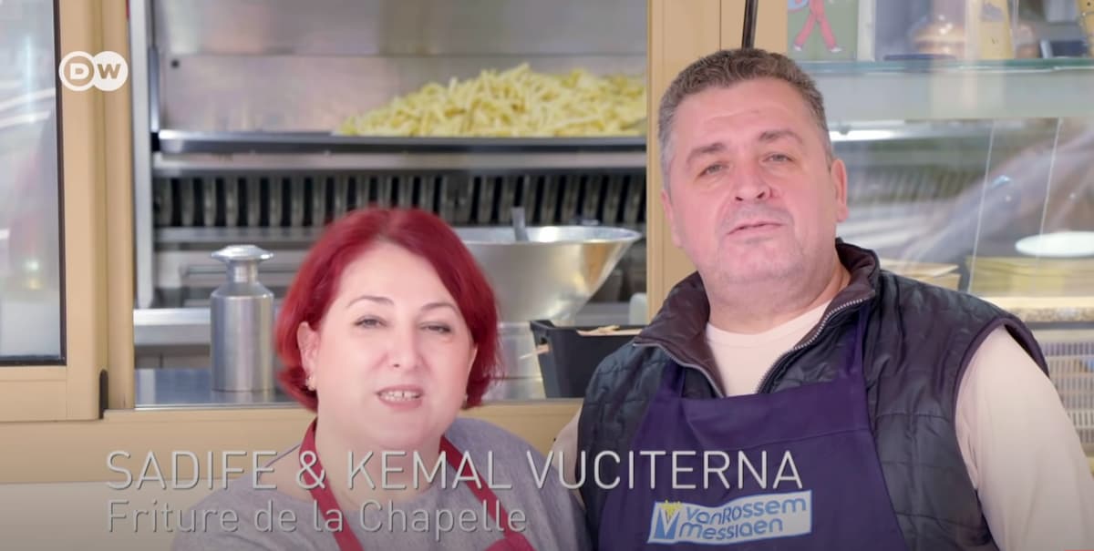 Video: Kosova Albanian immigrants, husband and wife,  Belgian fries specialists