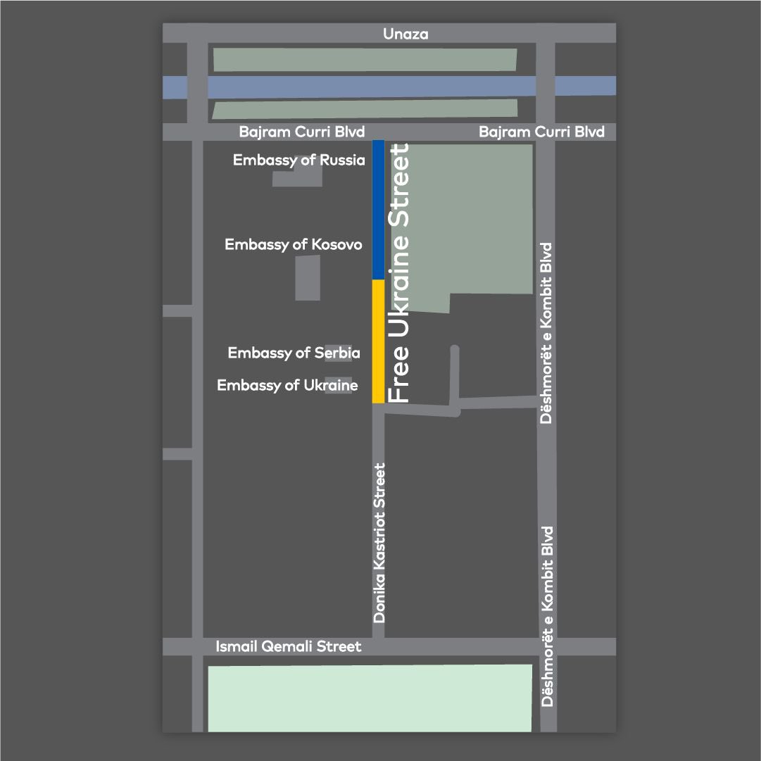 Reuters: Albania renames street in capital Tirana as Free Ukraine