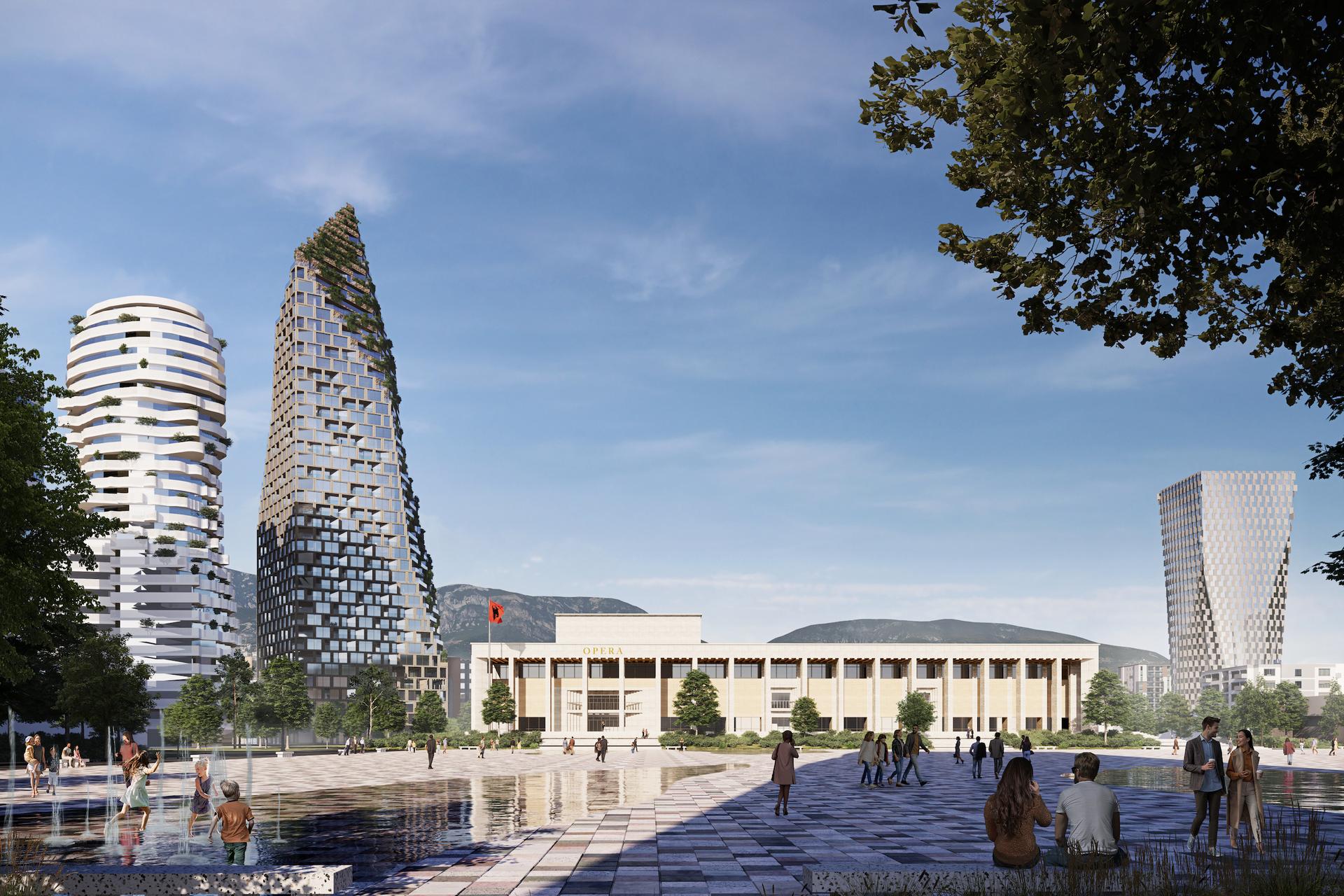 Albania’s new tallest tower conceived as a mountain covered with greenery